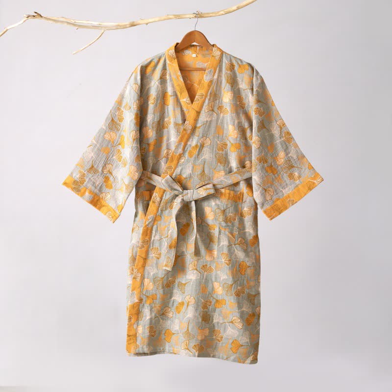 Ginkgo Biloba Cotton Gauze Kimono Robe - image 52