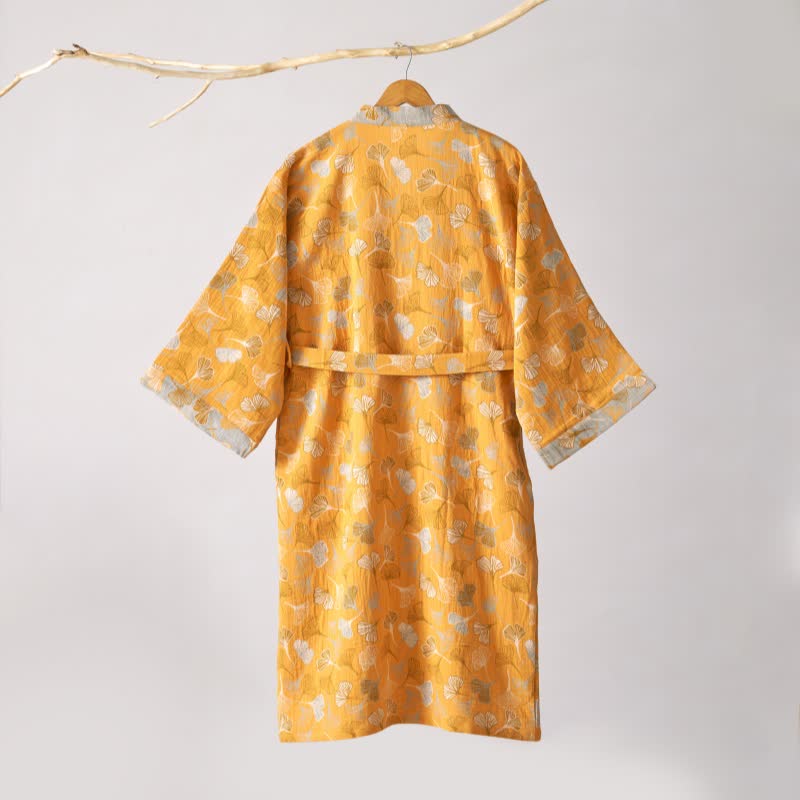 Ginkgo Biloba Cotton Gauze Kimono Robe - image 48