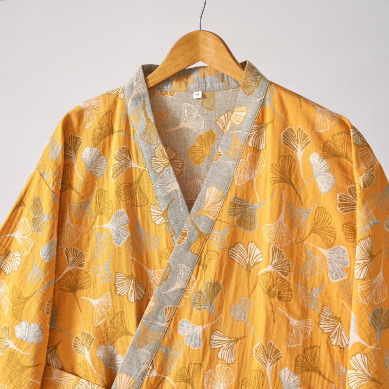 Ginkgo Biloba Cotton Gauze Kimono Robe - image 49