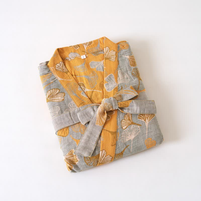 Ginkgo Biloba Cotton Gauze Kimono Robe - image 54
