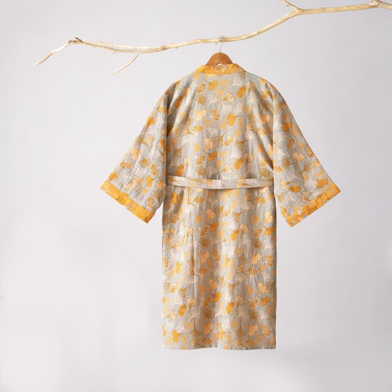 Ginkgo Biloba Cotton Gauze Kimono Robe - image 54