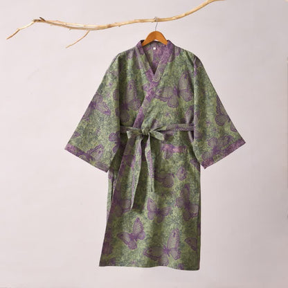 Dreamy Butterfly Cotton Gauze Kimono Robe - image 3