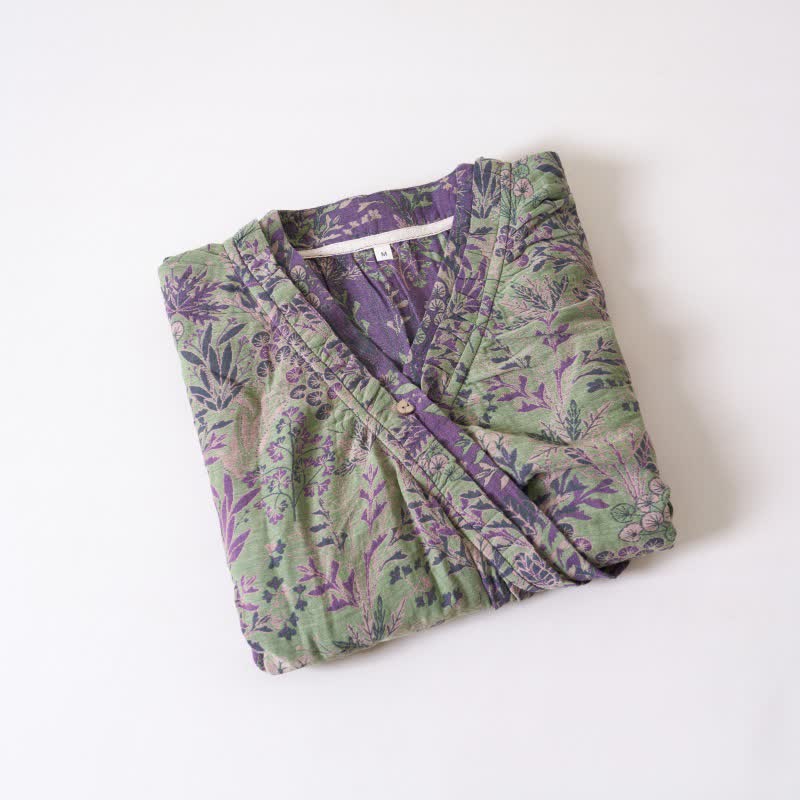 Botanical Plant Ruffled Cotton Nightdress - image 3