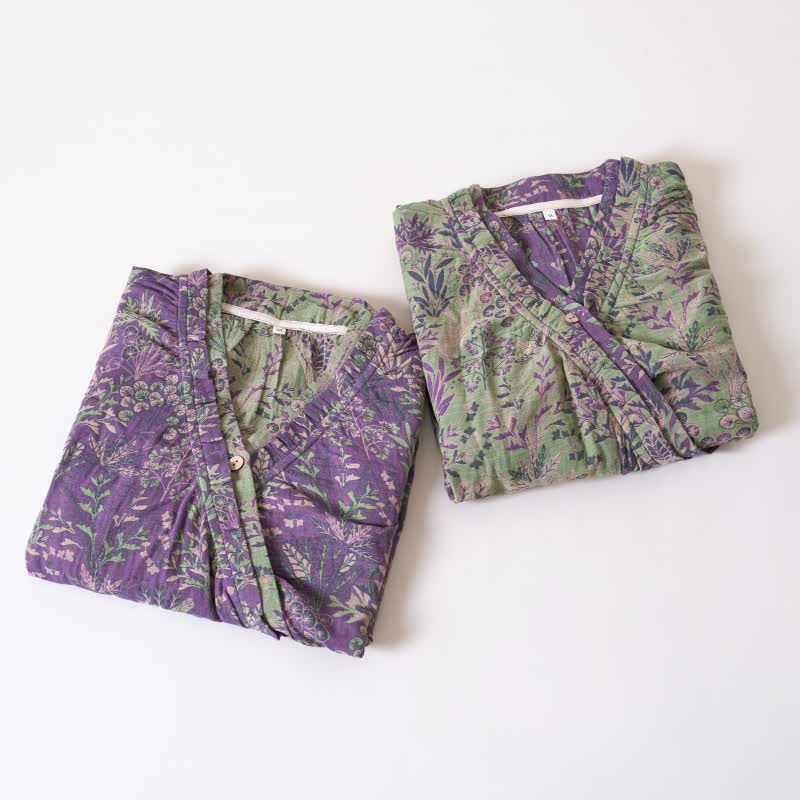 Botanical Plant Ruffled Cotton Nightdress - image 2