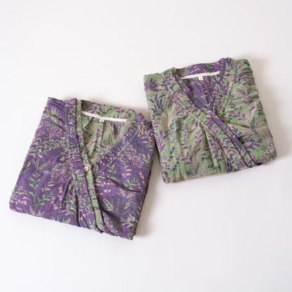 Botanical Plant Ruffled Cotton Nightdress - image 2