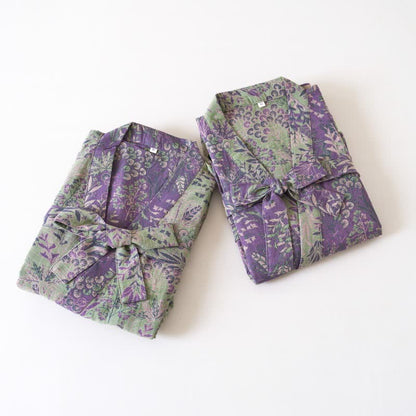 Botanical Plant Cotton Gauze Kimono Robe - image 2