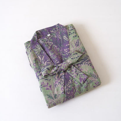 Botanical Plant Cotton Gauze Kimono Robe - image 11