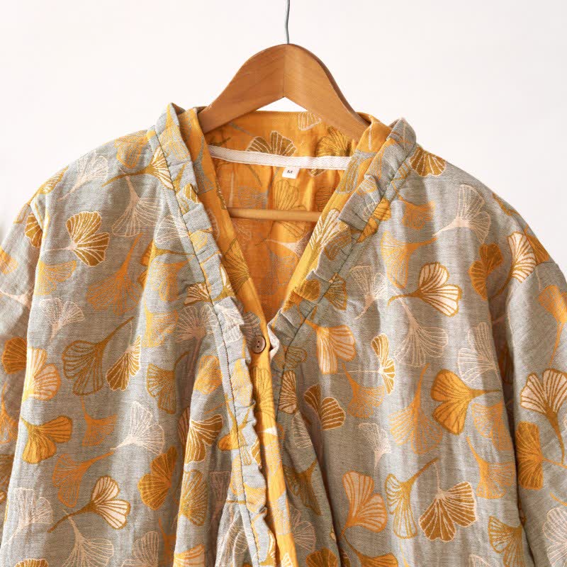 Ginkgo Leaf Ruffled Cotton Nightdress - image 14