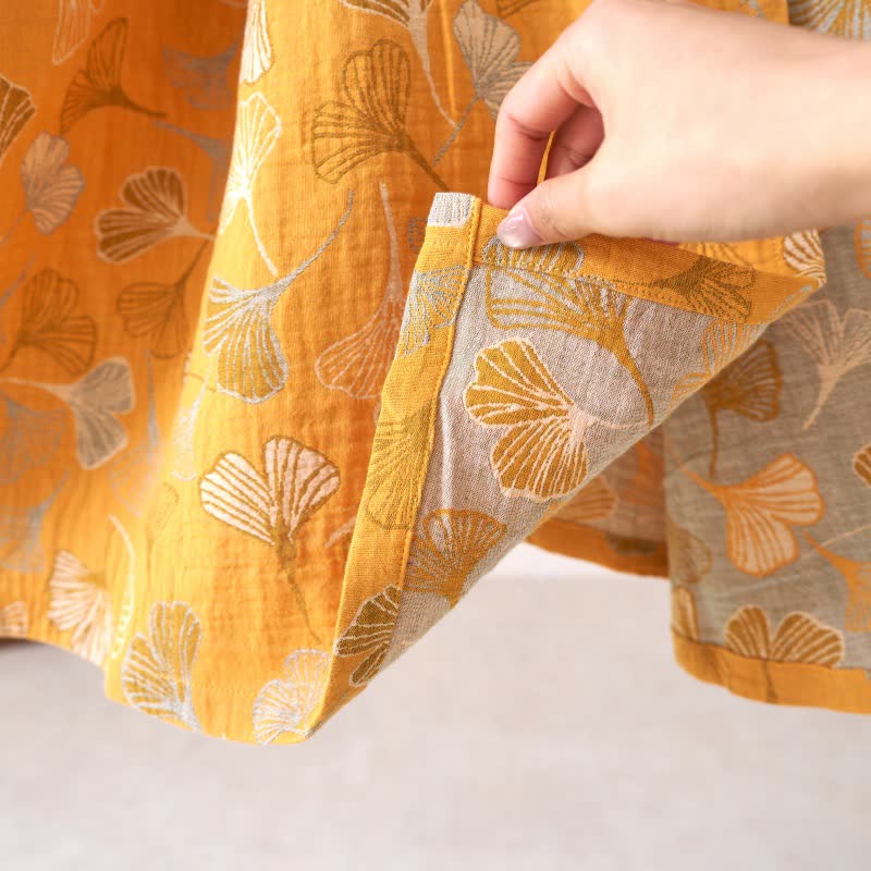 Ginkgo Leaf Ruffled Cotton Nightdress - image 8