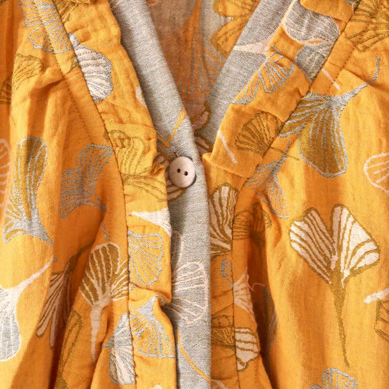 Ginkgo Leaf Ruffled Cotton Nightdress - image 6