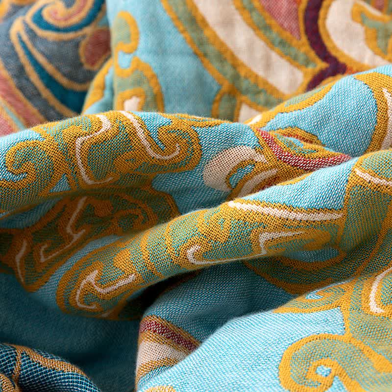 Vintage Pattern Lotus Cotton Gauze Quilt - image 2