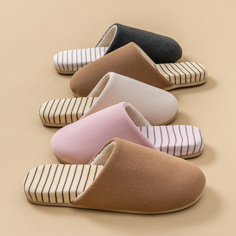 Striped Sole Plush-Lined House Slippers - image 0