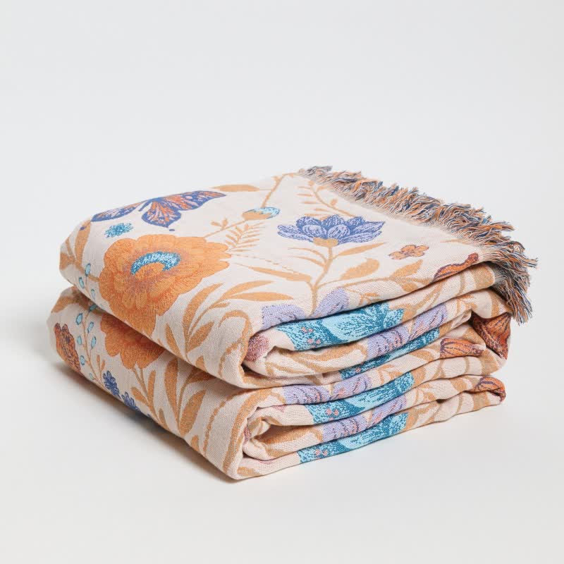 Pastoral Butterfly Cotton Tassel Blanket - image 3