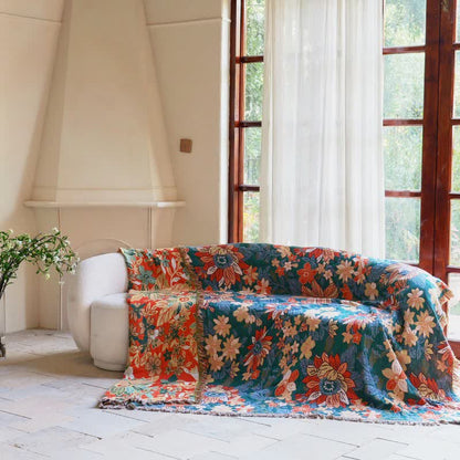 Flourishing Floral Cotton Tassel Blanket - image 2
