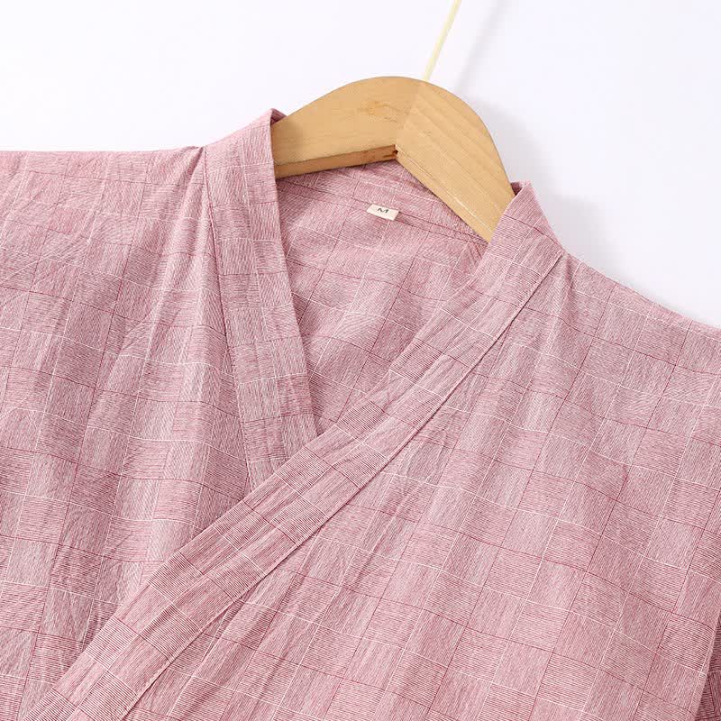 Subtle Plaid Cotton Gauze Kimono Loungewear - image 1