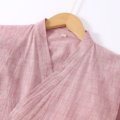 Subtle Plaid Cotton Gauze Kimono Loungewear - image 1