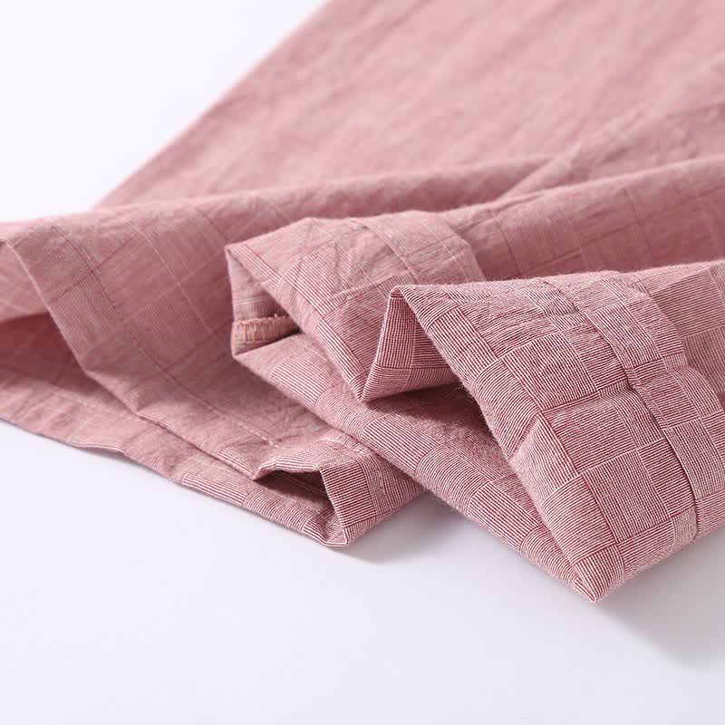 Subtle Plaid Cotton Gauze Kimono Loungewear - image 6