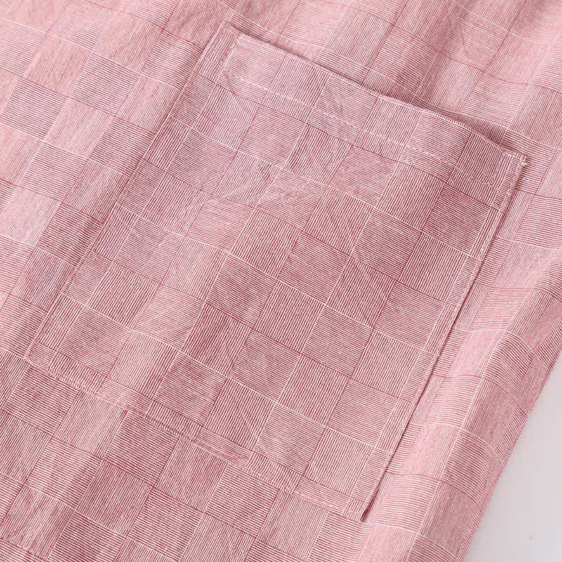 Subtle Plaid Cotton Gauze Kimono Loungewear - image 3