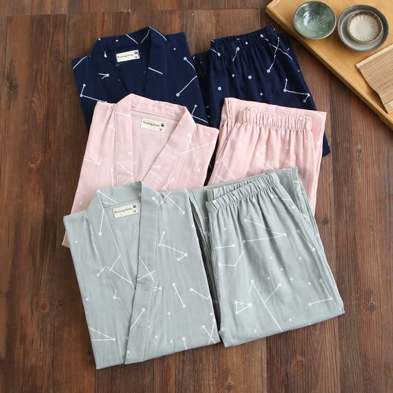 Couple Matching Line Cotton Kimono Loungewear - image 1