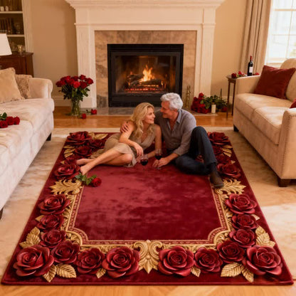 Romantic Rose Anti-slip 3D Effect Rug - image 1
