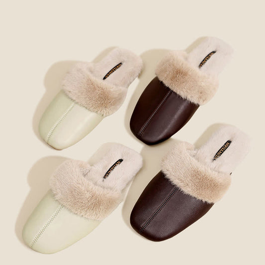 Simple Solid Plush House Slippers - image 0