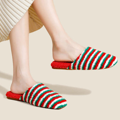 Striped Plush Warm House Slippers - image 0