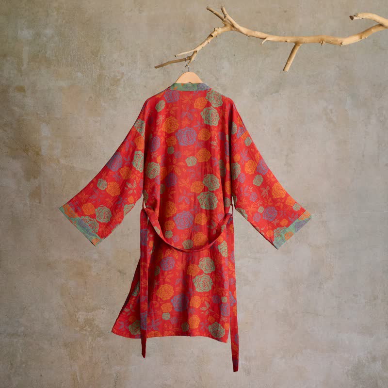 Romantic Rose Cotton Gauze Kimono Robe - image 1