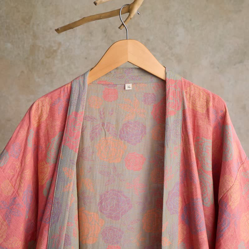 Romantic Rose Cotton Gauze Kimono Robe - image 11