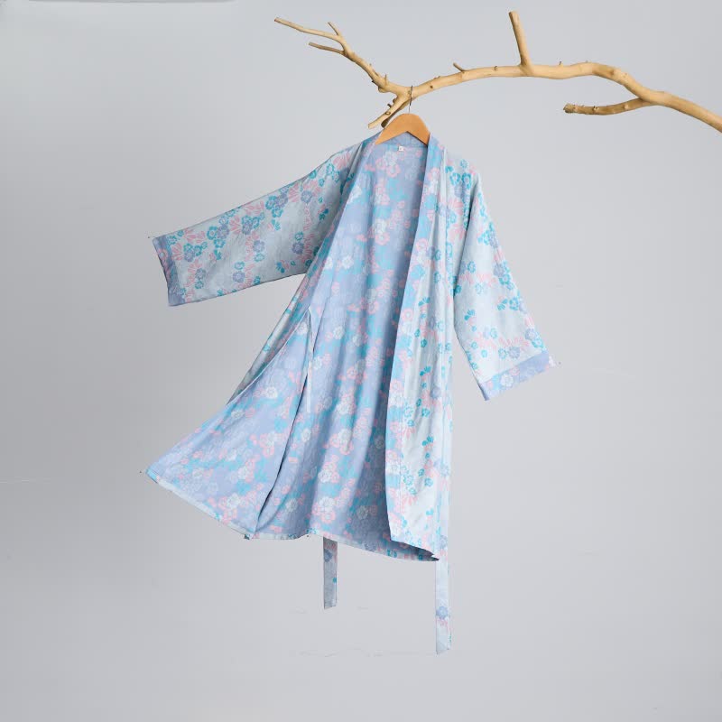 Charming Floral Cotton Gauze Kimono Robe - image 8