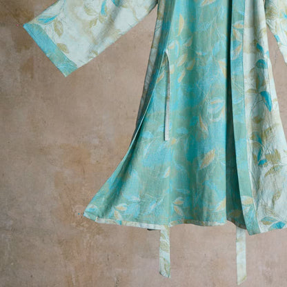 Natural Leaf Cotton Gauze Kimono Robe - image 11