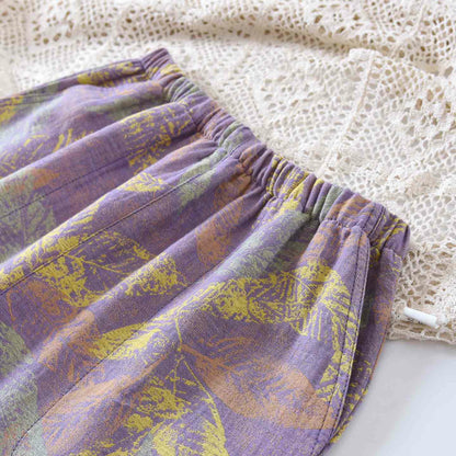 Oriental Style Leaf Pure Cotton Pajama Set - image 7