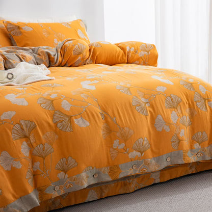Button Ginkgo Leaf Cotton Gauze Bedding Set (4PCS) - image 33