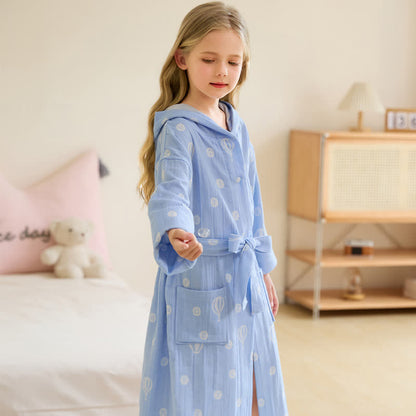 Air Balloon Hooded Cotton Gauze Child Bathrobe - image 5