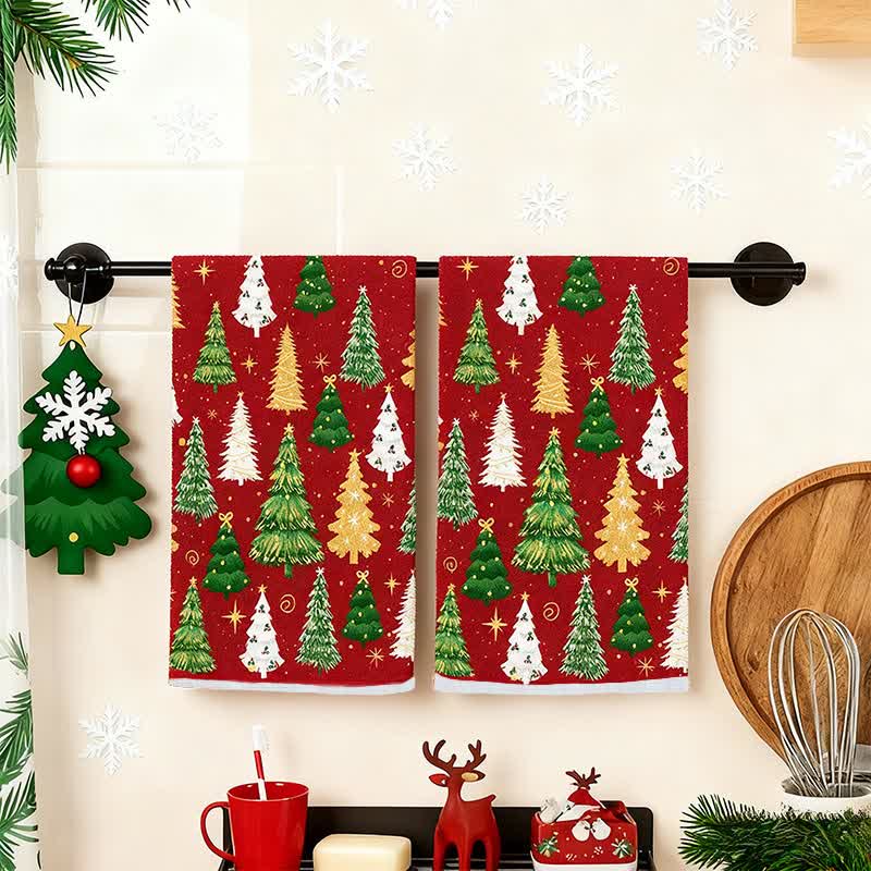 Ownkoti Christmas Tree Absorbent Multi-use Towel - B - 4PCS - image 4