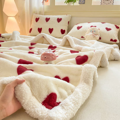 Heart Pattern Plush Fleece Throw Blanket - image 7