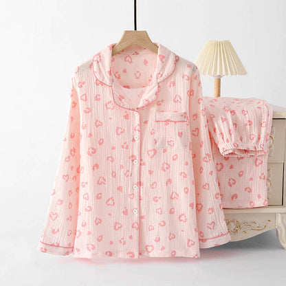 Heart Leopard Print Cotton Pajama Set - Pink - XL - image 0
