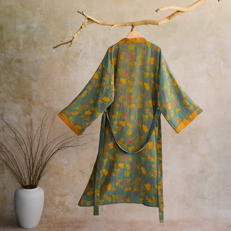 Ginkgo Biloba Cotton Gauze Kimono Robe - image 46