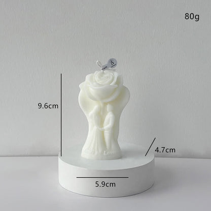 Romantic Rose Couple Scented Candle - White - 4PCS - 1.85"W x 2.32"L x 3.78"H - image 6