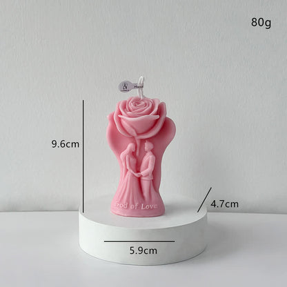 Romantic Rose Couple Scented Candle - Pink - 4PCS - 1.85"W x 2.32"L x 3.78"H - image 4
