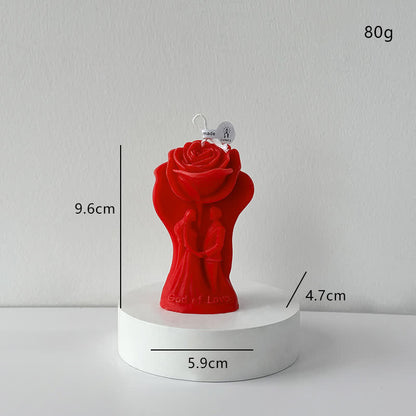 Romantic Rose Couple Scented Candle - Red - 4PCS - 1.85"W x 2.32"L x 3.78"H - image 3