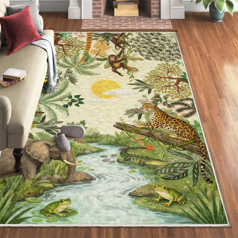 Tropical Wildlife Scene Rectangle Area Rug - image 3