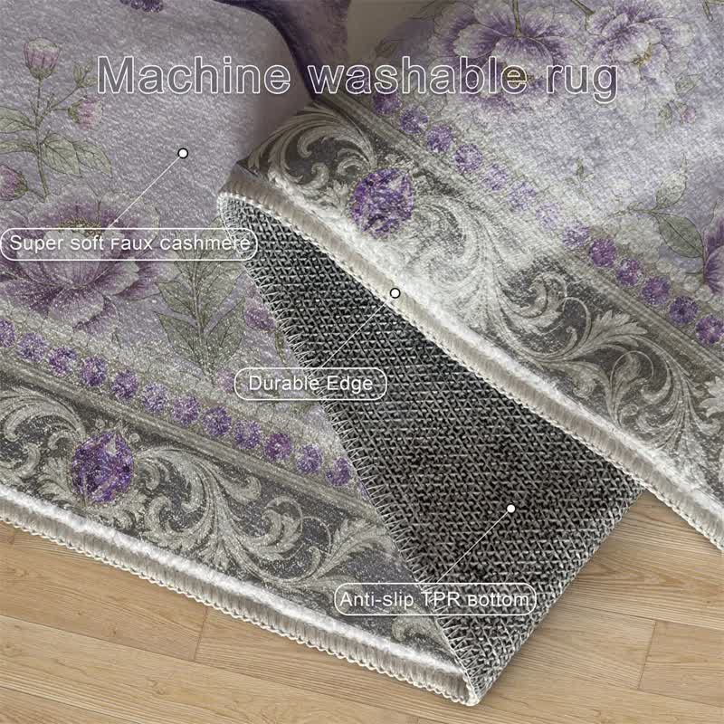 Elegant Peacock Floral Non-slip Area Rug - image 19