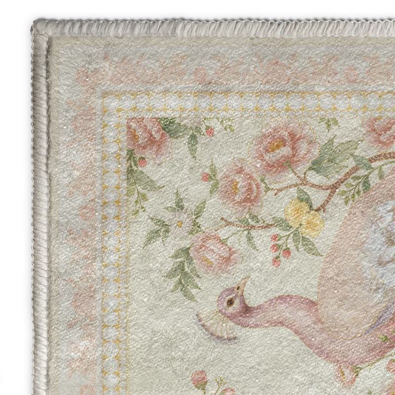 Elegant Peacock Floral Non-slip Area Rug - image 24
