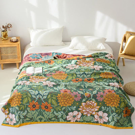 Reversible Dahlia Floral Cotton Gauze Quilt - King - image 0