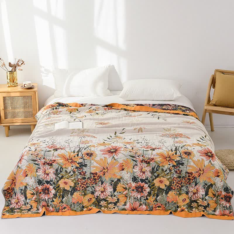 Reversible Daisy Floral Cotton Gauze Quilt - Queen - image 0