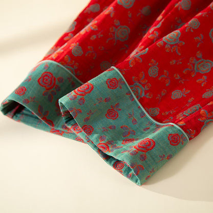 Oriental Vintage Rose Cotton Loungewear Set - image 9