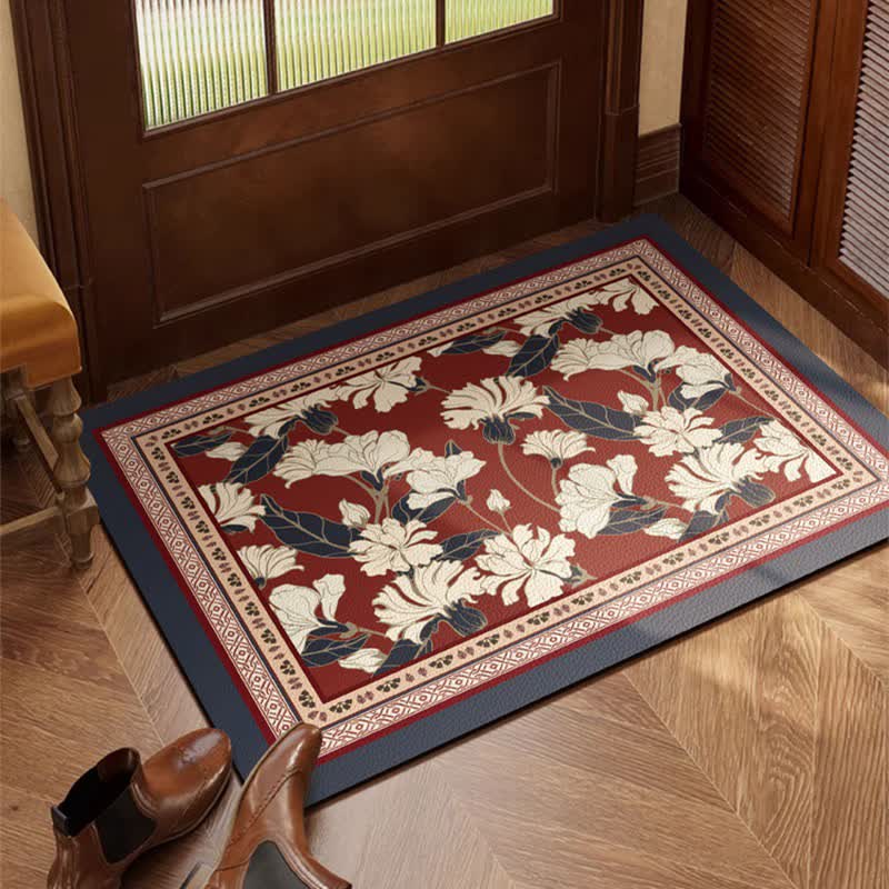 Retro Floral Border Door Mat - Dark Grey - 23"W x 47"L - image 1