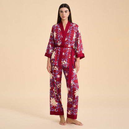 Retro Floral Kimono Style Loungewear Set - image 2
