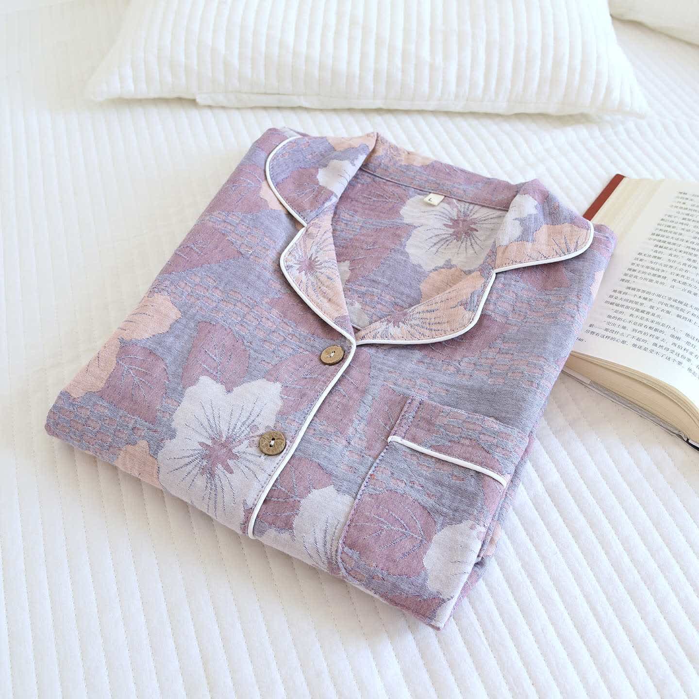 Cotton Cherry Blossom Jacquard Loungewear Set - image 2