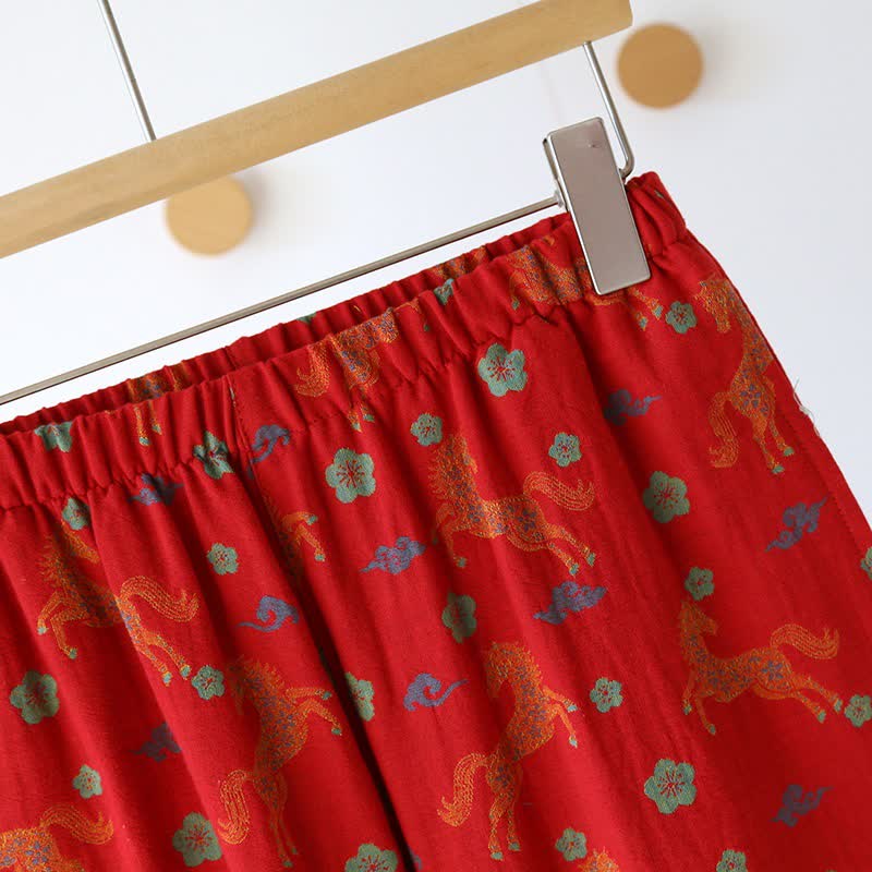 Horse Floral Cotton Gauze Loungewear Set - image 10